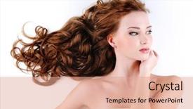  Presentation with long hair - Cool new PPT theme with the beautiful nice woman backdrop and a coral colored foreground