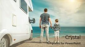  Presentation with togetherness - PPT theme with the beautifull ocean coastline background and a coral colored foreground