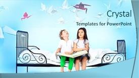  Presentation with fairy tales - Beautiful presentation design featuring the bed and reading backdrop and a cool aqua colored foreground