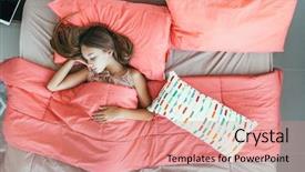  Presentation with teen girl - PPT theme featuring 10 years old pre teen background and a coral colored foreground