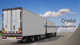  Presentation with container - Beautiful presentation theme featuring road transportation - container on the big highway backdrop and a light blue colored foreground