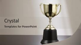  Presentation with trophy award - Slide deck consisting of the black table top background and a light gray colored foreground