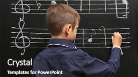  Presentation with writing notes - Amazing PPT theme having the blackboard with music backdrop and a dark gray colored foreground
