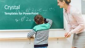  Presentation with student writing - Theme consisting of the blackboard writing equation background and a ocean colored foreground