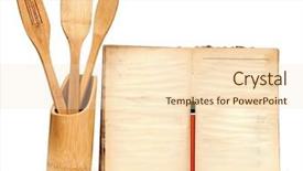  Presentation with cooking utensils - Audience pleasing slides consisting of the blank cookery book backdrop and a lemonade colored foreground