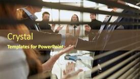  Presentation with partners - PPT theme featuring the-blinds-business-partners-confirming background and a tawny brown colored foreground