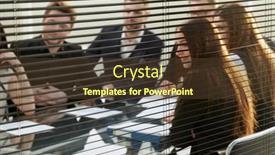  Presentation with team meeting - Presentation design with the-blinds-business-team-meeting background and a  colored foreground
