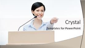  Presentation with speaker - Slide deck enhanced with female speaker at the board background and a white colored foreground