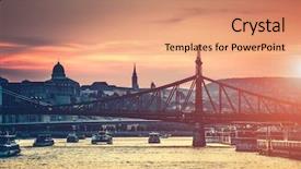  Presentation with budapest - Colorful slide set enhanced with the bridge and architecture backdrop and a coral colored foreground