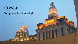  Presentation with shanghai - Slides consisting of the bund at night background and a light blue colored foreground