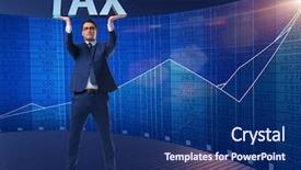  Presentation with tax planning - Theme having the burden of tax background and a navy blue colored foreground