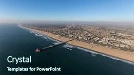  Presentation with huntington - Audience pleasing slides consisting of the california pacific ocean backdrop and a navy blue colored foreground