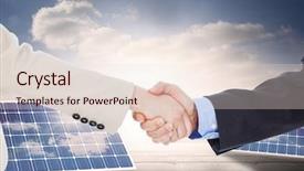  Presentation with shaking hands - Presentation design featuring the camera against solar background and a lemonade colored foreground