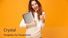  Presentation with happy 18 birthday - Colorful slides enhanced with the camera over yellow backdrop and a gold colored foreground