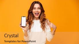  Presentation with weight loss woman showing - Cool new presentation theme with the camera over yellow backdrop and a yellow colored foreground