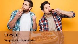  Presentation with pizza - Amazing PPT theme having the camera over yellow backdrop and a red colored foreground