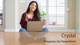  Presentation with computer - Presentation enhanced with the camera with showing background and a coral colored foreground