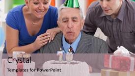  Presentation with birthday cake - Slide set featuring the candles on birthday background and a mint green colored foreground