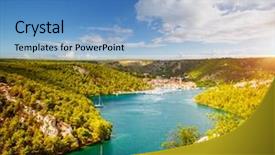  Presentation with peaceful - Cool new PPT layouts with the canyon krka river backdrop and a teal colored foreground