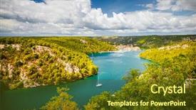  Presentation with earth day - PPT theme having the canyon krka river background and a tawny brown colored foreground