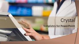  Presentation with pharmacy - Theme with the cashier in pharmacy background and a coral colored foreground