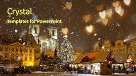  Presentation with prague astronomical clock - Presentation having the center of prague background and a tawny brown colored foreground