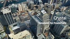  Presentation with urban buildings - Presentation theme featuring the city centre sydney background and a ocean colored foreground