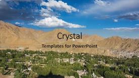  Presentation with indus valley - Presentation design featuring the city ladakh india background and a coral colored foreground