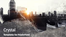  Presentation with violence - Beautiful PPT theme featuring the city mixed media backdrop and a dark gray colored foreground