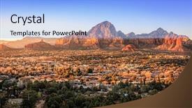  Presentation with arizona sunset view - Presentation theme with city of sedona arizona background and a light blue colored foreground