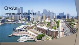  Presentation with sydney - Presentation design enhanced with the city of sydney background and a light blue colored foreground