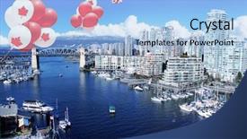  Presentation with maple leaf - PPT theme with the city of vancouver background and a light blue colored foreground