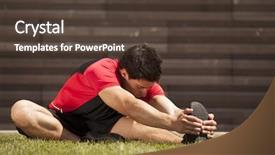  Presentation with athlete - PPT theme featuring wram up - athlete male at the city background and a tawny brown colored foreground