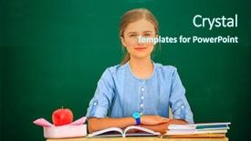  Presentation with back school education - Presentation theme enhanced with book and accessories education concept background and a ocean colored foreground