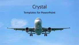  Presentation with airplane - Amazing PPT layouts having airline takes - passenger airplane in the clouds backdrop and a light blue colored foreground