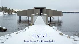  Presentation with wooden boat at sea edge - Slide set featuring the coast of baltic background and a sky blue colored foreground