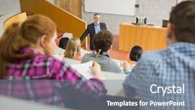  Presentation with lecture hall - Colorful presentation enhanced with strong bonds - brass padlock connecting two chains backdrop and a  colored foreground.