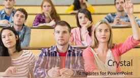  Presentation with lecture hall - Cool new PPT layouts with the college lecture hall backdrop and a coral colored foreground
