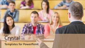  Presentation with lecture hall - Slide set with the college lecture hall background and a coral colored foreground