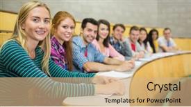  Presentation with lecture hall - PPT theme having the college lecture hall background and a coral colored foreground