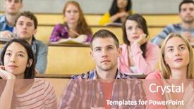  Presentation with college students - PPT theme having the college lecture hall background and a coral colored foreground