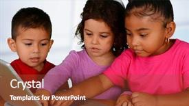  Presentation with school computer labs - Presentation having the computer at school background and a tawny brown colored foreground