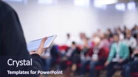  Presentation with audience - Beautiful PPT theme featuring the conference hall entrepreneurship backdrop and a wine colored foreground