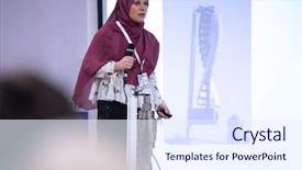  Presentation with muslim - Amazing presentation having the conference hall entrepreneurship backdrop and a sky blue colored foreground