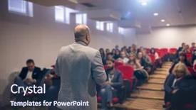  Presentation with audience - Colorful presentation theme enhanced with the conference hall entrepreneurship backdrop and a tawny brown colored foreground