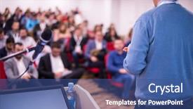  Presentation with audience - Audience pleasing slide set consisting of the conference hall entrepreneurship backdrop and a ocean colored foreground