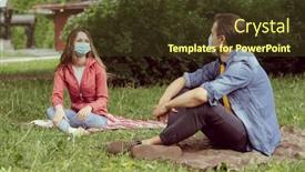  Presentation with social distancing - PPT theme consisting of the-coronavirus-lockdown-crisis-relations background and a tawny brown colored foreground