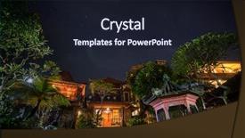  Presentation with starry night - Colorful PPT layouts enhanced with the cottages and garden backdrop and a wine colored foreground