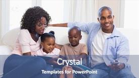  Presentation with family reading - PPT theme featuring african american literature - happy family on the couch background and a ocean colored foreground