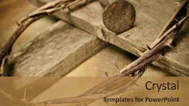  Presentation with crown - PPT theme consisting of the cross of jesus background and a gold colored foreground